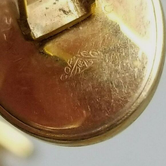 Vintage H Monogram Yellow Gold Filled Oval Cufflinks, Correct Dolan & Bullock - Picture 5 of 8